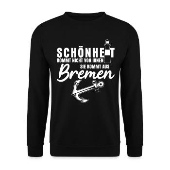 Bremer Schönheit aus Bremen - Unisex Pullover - Schwarz - Vorne - Alina (178cm) & Michal (187cm)