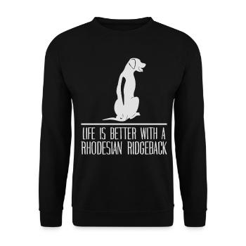 Rhodesian Ridgeback Hunde Spruch Hund - Unisex Pullover - Schwarz - Vorne - Alina (178cm) & Michal (187cm)