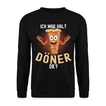 Ich mag Döner Kebab - Unisex Pullover - Schwarz - Vorne - Alina (178cm) & Michal (187cm)