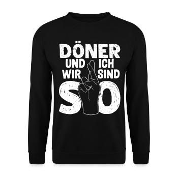 Kebab Dönertasche Döner - Unisex Pullover - Schwarz - Vorne - Alina (178cm) & Michal (187cm)
