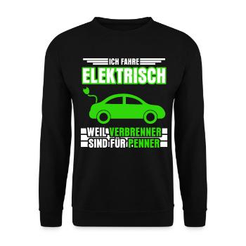 Elektroauto E-Mobilität E-Auto EAuto - Unisex Pullover - Schwarz - Vorne - Alina (178cm) & Michal (187cm)