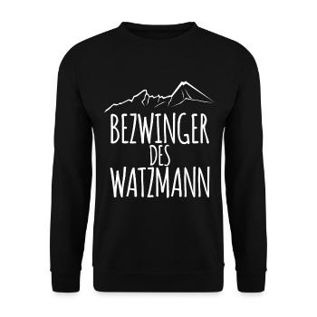 Bezwinger des Watzmann - Unisex Pullover - Schwarz - Vorne - Alina (178cm) & Michal (187cm)