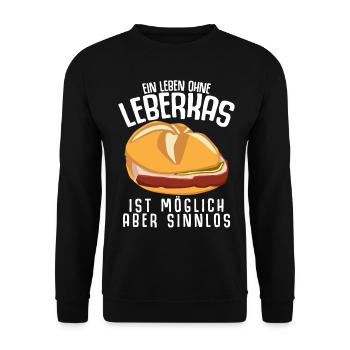 Leberkäse Fleischäse Leberkas - Unisex Pullover - Schwarz - Vorne - Alina (178cm) & Michal (187cm)