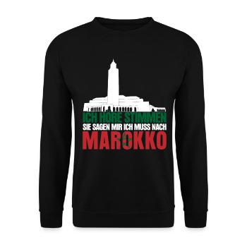 Marokko Amazigh Urlaub Spruch Morocco - Unisex Pullover - Schwarz - Vorne - Alina (178cm) & Michal (187cm)