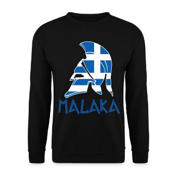 Malaka Grieche Griechenland Flagge Greek - Unisex Pullover - Schwarz - Vorne - Alina (178cm) & Michal (187cm)