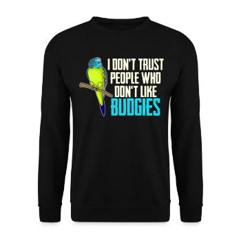 Budgie Budgie Budgerigar - Unisex Sweatshirt - black - Front - Alina (178cm) & Michal (187cm)