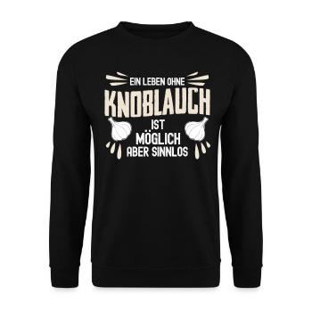 Knoblauch Knoblauchzehen Knobi Garlic - Unisex Pullover - Schwarz - Vorne - Alina (178cm) & Michal (187cm)