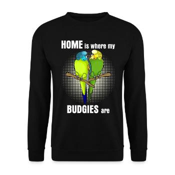 Budgerigar Budgie's Budgerigar - Unisex Sweatshirt - black - Front - Alina (178cm) & Michal (187cm)