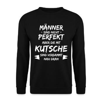 Kutsche Pferdekutsche Männer Kutscher - Unisex Pullover - Schwarz - Vorne - Alina (178cm) & Michal (187cm)