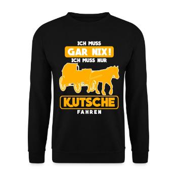 Kutsche Pferdekutsche Pferd Kutscher - Unisex Pullover - Schwarz - Vorne - Alina (178cm) & Michal (187cm)