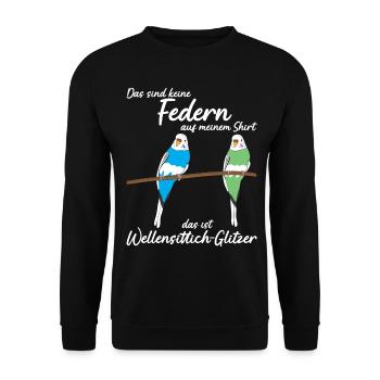 Wellensittiche Federn Wellensittich - Unisex Pullover - Schwarz - Vorne - Alina (178cm) & Michal (187cm)