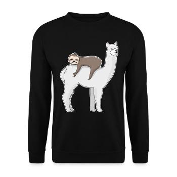 Looked in Sloth Alpaca Looked in - Unisex Sweatshirt - black - Front - Alina (178cm) & Michal (187cm)