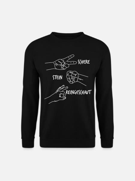 Reingeschaut Schere Stein Reingeguckt - Unisex Pullover - Schwarz