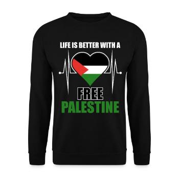 Palestine Pavillon Palestine Palestine - Sweat-shirt Unisexe - noir - Devant - Alina (178cm) & Michal (187cm)
