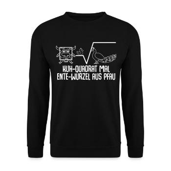 Kuh Quadrat mal Ente Wurzel Pfau Mathe - Unisex Pullover - Schwarz - Vorne - Alina (178cm) & Michal (187cm)