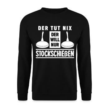 Eisstock Stockschießen Winter Stocksport - Unisex Pullover - Schwarz - Vorne - Alina (178cm) & Michal (187cm)