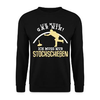 Eisstock Stockschießen Stock Stocksport - Unisex Pullover - Schwarz - Vorne - Alina (178cm) & Michal (187cm)