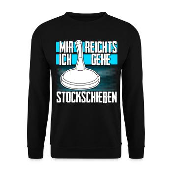 Eisstock Stockschießen Sport Stocksport - Unisex Pullover - Schwarz - Vorne - Alina (178cm) & Michal (187cm)