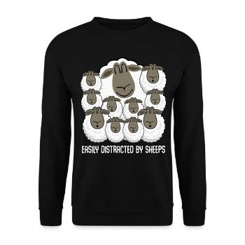 Sheep Easily distracted by Sheeps Sheep - Unisex Sweatshirt - black - Front - Alina (178cm) & Michal (187cm)