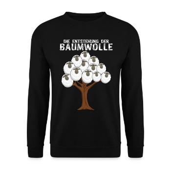 Schaf Baumwolle Witz Schafe - Unisex Pullover - Schwarz - Vorne - Alina (178cm) & Michal (187cm)