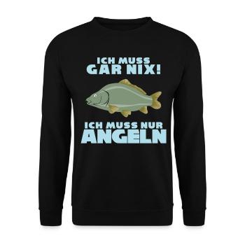 Angeln Fischer Fischen Angel Angler - Unisex Pullover - Schwarz - Vorne - Alina (178cm) & Michal (187cm)