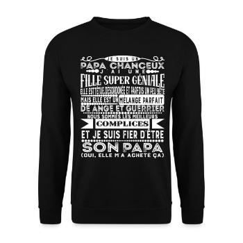 Je suis un papa chanceux t-shirt homme cadeau - Sweat-shirt Unisexe - noir - Devant - Alina (178cm) & Michal (187cm)