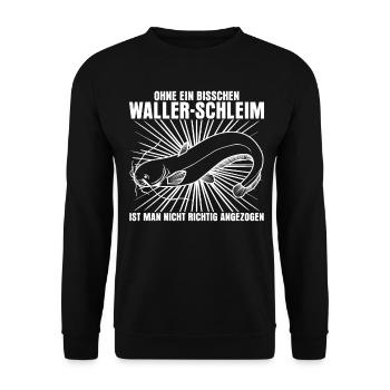 Angeln Waller Schleim Fischer Angler - Unisex Pullover - Schwarz - Vorne - Alina (178cm) & Michal (187cm)