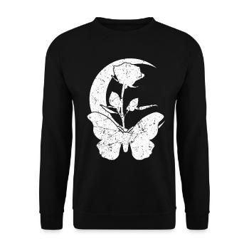Moths Moon Rose Moth - Unisex Sweatshirt - black - Front - Alina (178cm) & Michal (187cm)