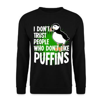 Puffin saying puffin - Unisex Sweatshirt - black - Front - Alina (178cm) & Michal (187cm)