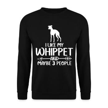 Whippet Spruch Witz Hund Windhund - Unisex Pullover - Schwarz - Vorne - Alina (178cm) & Michal (187cm)