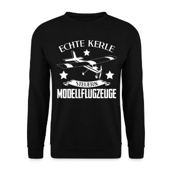 Modellflug Modellflugzeug Modellbauer - Unisex Pullover - Schwarz - Vorne - Alina (178cm) & Michal (187cm)