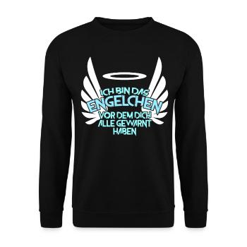 Engel Fasching Halloween Engelchen - Unisex Pullover - Schwarz - Vorne - Alina (178cm) & Michal (187cm)