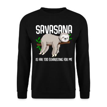Savasana Faultier Yoga - Unisex Pullover - Schwarz - Vorne - Alina (178cm) & Michal (187cm)