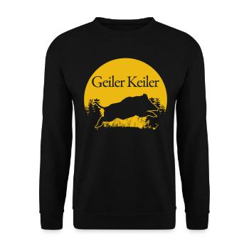 Keiler Wildsau Geiler Jäger Jägerin - Unisex Pullover - Schwarz - Vorne - Alina (178cm) & Michal (187cm)
