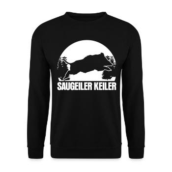 Keiler Geiler Wildsau Jagt Jägerin Jäger - Unisex Pullover - Schwarz - Vorne - Alina (178cm) & Michal (187cm)