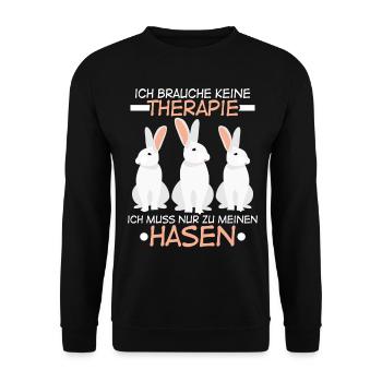 Hasen Spruch Hase Karnickel Kaninchen - Unisex Pullover - Schwarz - Vorne - Alina (178cm) & Michal (187cm)