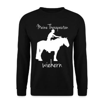 Irish Tinker Pferde Therapie Reiten - Unisex Pullover - Schwarz - Vorne - Alina (178cm) & Michal (187cm)