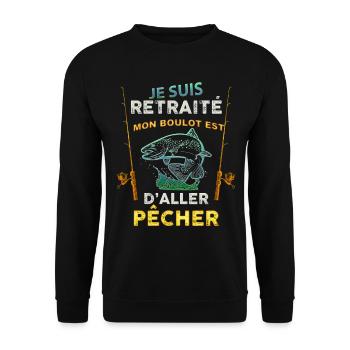 Retraite et pêche le boulot de mon Papy pêcheur - Sweat-shirt Unisexe - noir - Devant - Alina (178cm) & Michal (187cm)