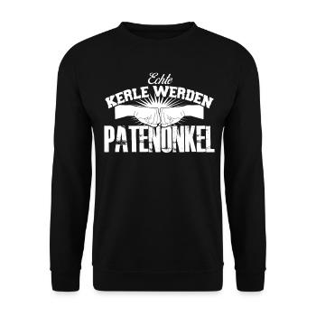 Patenonkel Pate Taufpate Spruch Onkel - Unisex Pullover - Schwarz - Vorne - Alina (178cm) & Michal (187cm)
