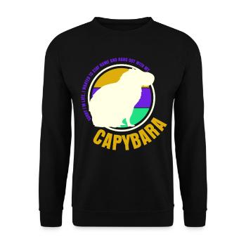Capybaras Wasserschwein Capybara - Unisex Pullover - Schwarz - Vorne - Alina (178cm) & Michal (187cm)