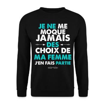 Mari, époux cadeau citation drole pour mon mari - Sweat-shirt Unisexe - noir - Devant - Alina (178cm) & Michal (187cm)