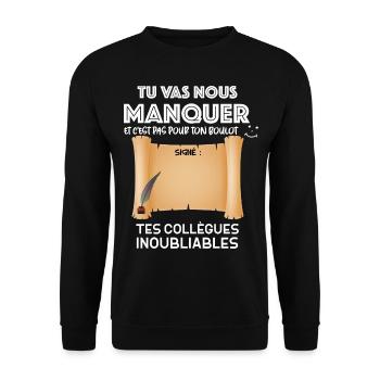 Départ collègue citation collègues inoubliables - Sweat-shirt Unisexe - noir - Devant - Alina (178cm) & Michal (187cm)