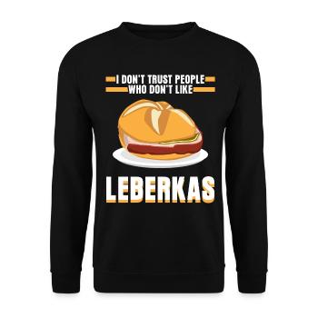 Leberkäse lustiger Spruch Leberkas - Unisex Pullover - Schwarz - Vorne - Alina (178cm) & Michal (187cm)