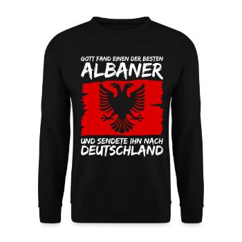 Albanien Albanische Flagge Albaner - Unisex Pullover - Schwarz - Vorne - Alina (178cm) & Michal (187cm)