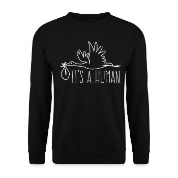 Cigogne Grossesse enceinte - Sweat-shirt Unisexe - noir - Devant - Alina (178cm) & Michal (187cm)