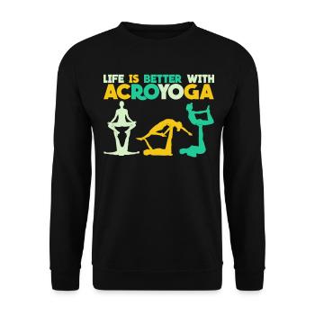 Savasana Acroyoga Retro Acro Yoga - Unisex Pullover - Schwarz - Vorne - Alina (178cm) & Michal (187cm)