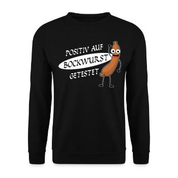 Bockwurst Wurst Positiv Bratwurst - Unisex Pullover - Schwarz - Vorne - Alina (178cm) & Michal (187cm)