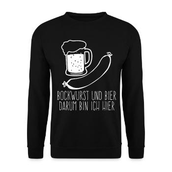 Bockwurst und Bier Wurst Bratwurst - Unisex Pullover - Schwarz - Vorne - Alina (178cm) & Michal (187cm)