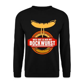 Bockwurst Wurst Würstchen Bratwurst - Unisex Pullover - Schwarz - Vorne - Alina (178cm) & Michal (187cm)