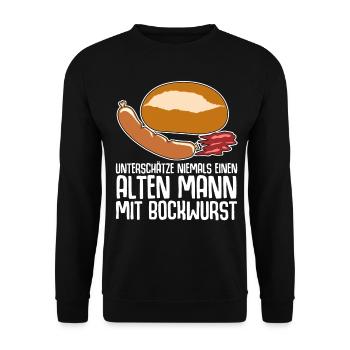 Bockwurst Wurst Alter Mann Bratwurst - Unisex Pullover - Schwarz - Vorne - Alina (178cm) & Michal (187cm)